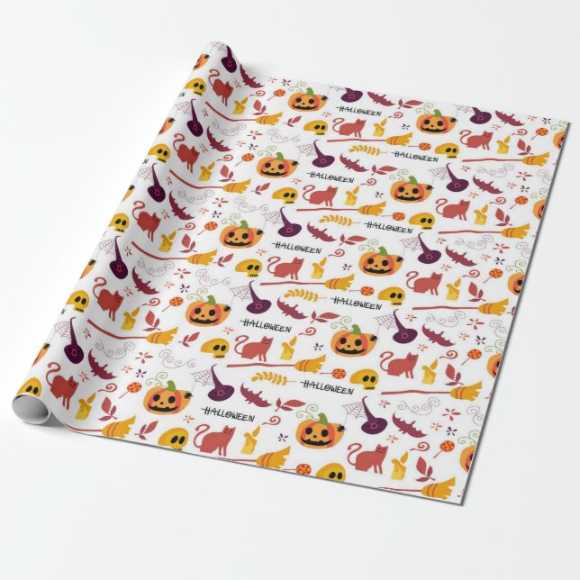 Papier Cadeau Cute Motif Halloween (Déroulé)