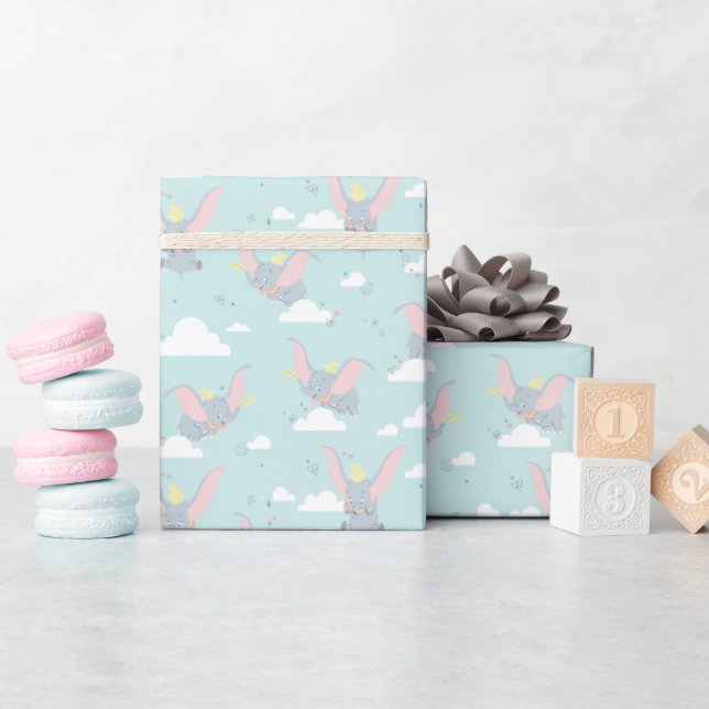 Papier Cadeau Cute Motif tribal bleu Dumbo (Baby Shower)