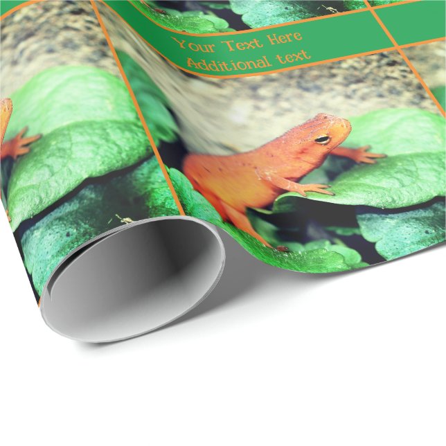 Papier Cadeau Cute Orange Salamander Personnalisé (Coin rond)