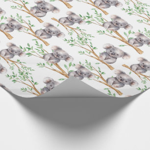 Papier Cadeau Cute Ours Koala Sur La Branche De L'Arbre