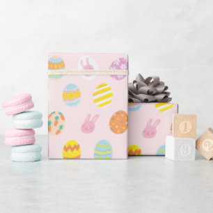 Papier Cadeau Cute Pastel Oeufs de Pâques Motif rose