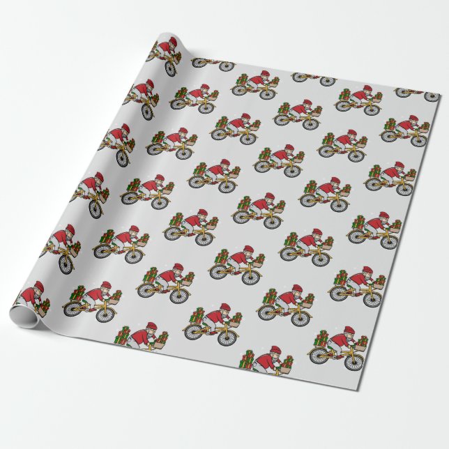 Papier Cadeau Cute Père Noël en rouge Motif de Noël moderne (Déroulé)