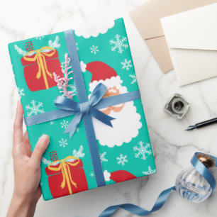 Papier Cadeau Cute Père Noël snowflakes & cadeaux de Noël