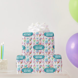 Papier Cadeau Cute Personnalisée IcePop été Anniversaire Filles