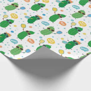 Papier Cadeau Cute Pickleball jouer Pickleball sur blanc