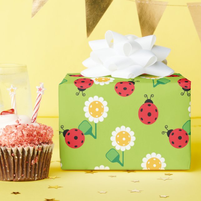 Papier Cadeau Cute pickleball 🌼 marguerites emballage papier (Fête d'anniversaire)