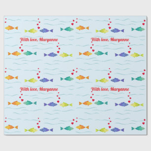 Papier Cadeau Cute poisson d'amour dans l'océan
