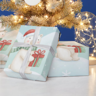 Papier Cadeau Cute Polar Bears & Penguins Christmas Pattern 