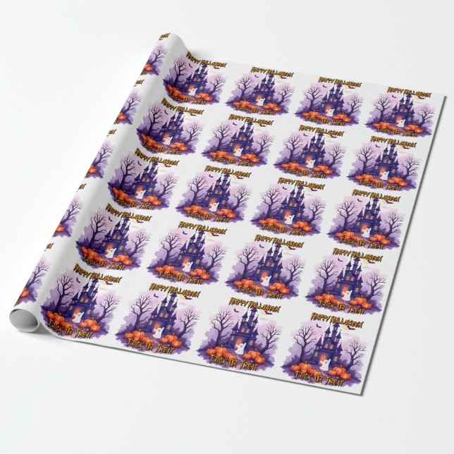 Papier Cadeau Cute Popular Halloween Spooky Collection (Déroulé)