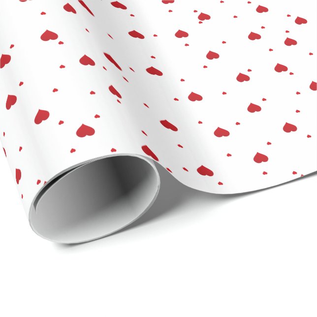 Papier Cadeau Cute Red Valentines Coeurs Motif sans couture (Coin rond)