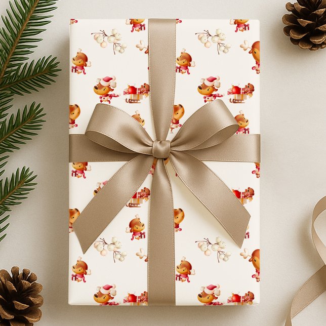 Papier Cadeau Cute Reindeer Holiday (Créateur téléchargé)