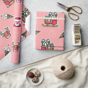 Papier Cadeau Cute Reindeer & Père Noël