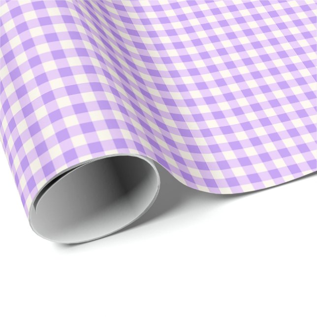 Papier Cadeau Cute Retro Lavender Purple En vichy Plaid Motif (Coin rond)