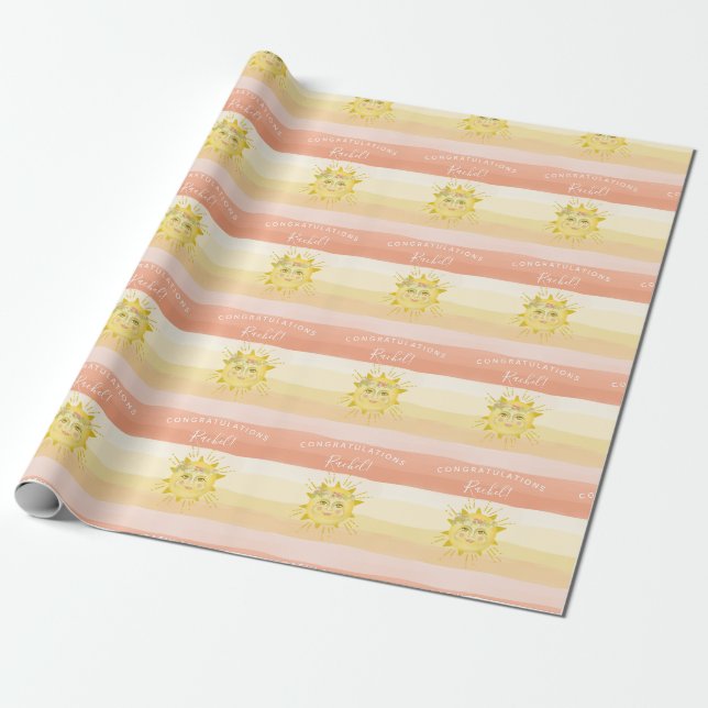 Papier Cadeau Cute rose Boho Rainbow Ray of Sunshine Baby shower (Déroulé)