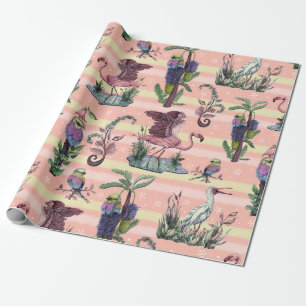Papier Cadeau Cute rose Flamant rose Africain Oiseau Aspirateur