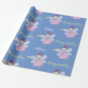 Papier Cadeau Cute rose violet bleu Fée Anniversaire Personnalis