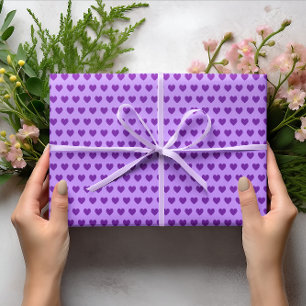 Papier Cadeau Cute Royal Purple Hearts Motif
