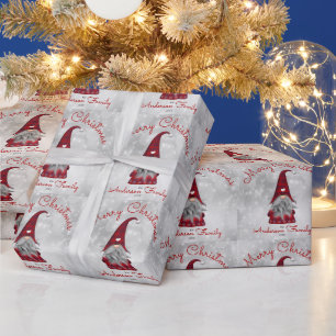 Papier Cadeau Cute Rustic Personnalisé Joyeux Noël Gnome
