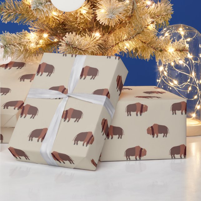 Papier Cadeau Cute Rustique Tan Buffalo Motif (Vacances)