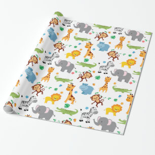Papier Cadeau Cute Safari Animals NurserMotif