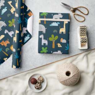 Papier Cadeau Cute Safari Jungle Animal Wild Un Baby shower