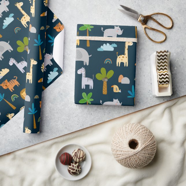 Papier Cadeau Cute Safari Jungle Animal Wild Un Baby shower (Artisanat)