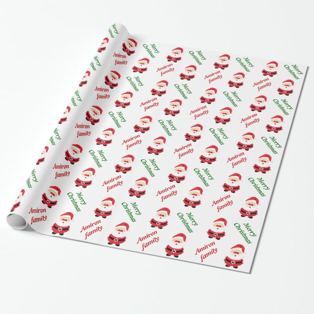 Papier Cadeau Cute Santa Claus Noël personnalisé (Déroulé)