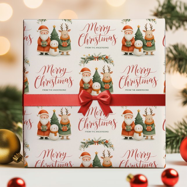Papier Cadeau Cute Santa Reindeer Name Merry Christmas Gift (Cute Santa Reindeer Name Merry Christmas Gift Wrapping Paper)