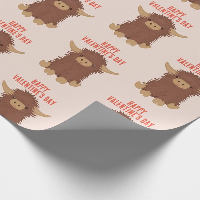 Papier Cadeau Cute, shaggy Highland classe de vache Valentine (Coin)