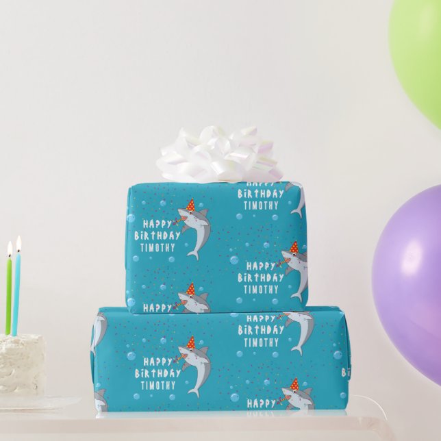 Papier Cadeau Cute Shark à la fête des Anniversaires de enfants  (Cadeaux de fête)