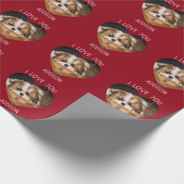 Papier Cadeau Cute shih tzu love Saint Valentin (Coin)