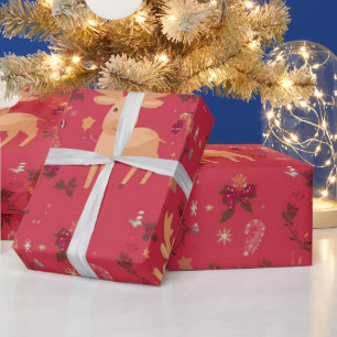 Papier Cadeau Cute Simple joyeux Noël caricature patte de rennes