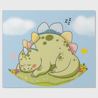 Papier Cadeau Cute Sleeping Baby Dinosaur Wrapping Paper