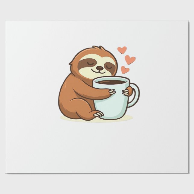 Papier Cadeau Cute Sloth Hugging Big Coffee Cup Premium T-Shirt (Plat)