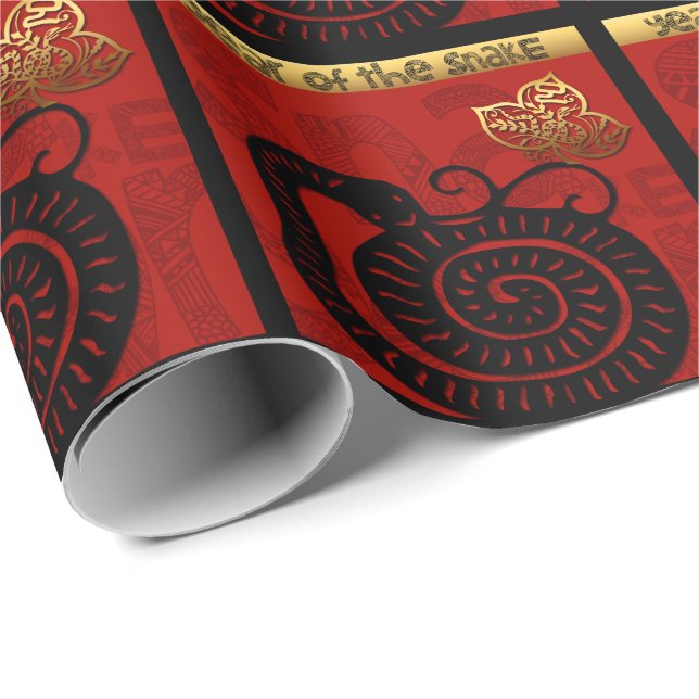Papier Cadeau Cute Snake chinois Année 2025 Zodiac Anniversaire  (Coin rond)