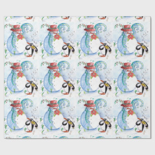 Papier Cadeau CUTE SNOWMAN & PENGUIN'S HITER SERENADE Noël