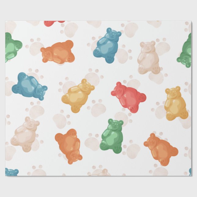 Papier Cadeau Cute Teddy Bear Motif coloré (Plat)