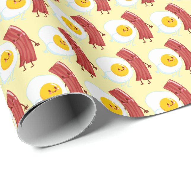 Papier Cadeau Cute tiled eggs bacon pattern (Coin rond)