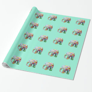 Papier Cadeau Cute toy retro elephant whimsical colourful