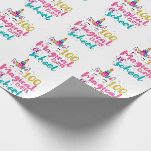 Papier Cadeau Cute Unicorn 100 Jours Magiques De L'École
