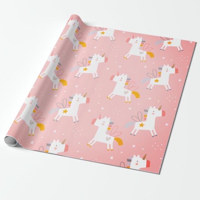Papier Cadeau Cute Unicorn imprimé (Déroulé)