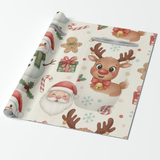 Papier Cadeau Cute Woodland Animals Christmas Wrapping Paper