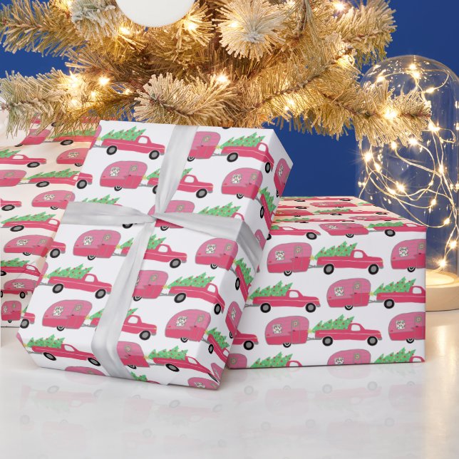 Papier Cadeau Cute Xmas Trailers RVs Trucks Christmas Holiday  (Vacances)