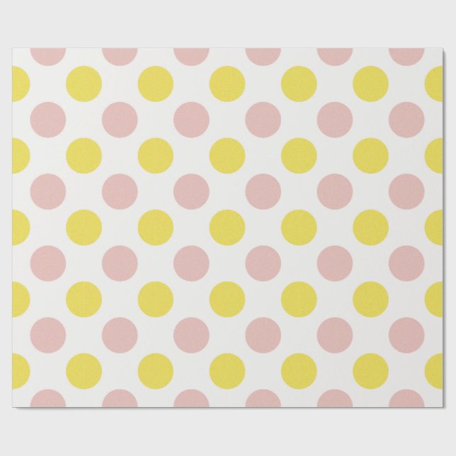 Papier Cadeau Cute Yellow and Pink Polka Dot  (Plat)