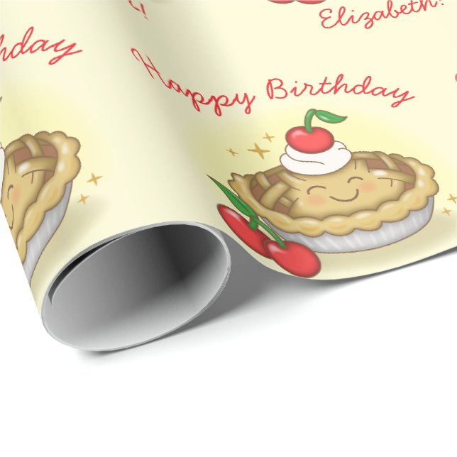 Papier Cadeau Cutie Pie Anniversaire Fête Enfants Cherry (Coin rond)