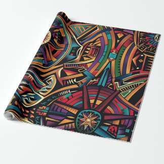 Papier Cadeau Cyan radiant "Chronique des Anciens" Wrap Matt