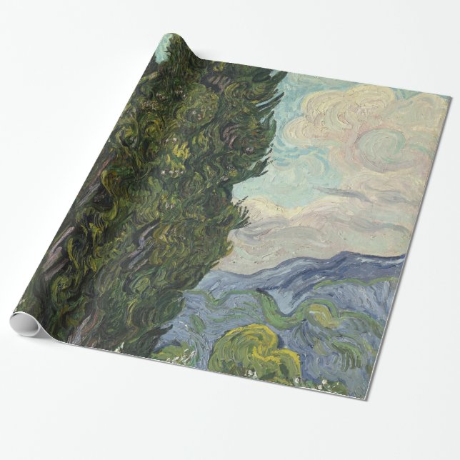 Papier Cadeau Cyprès par Van Gogh Peinture Art (Déroulé)