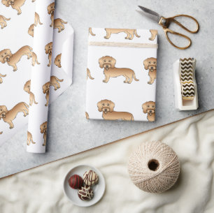 Papier Cadeau Dachshund à poil dur blé Cartoon Chien Motif