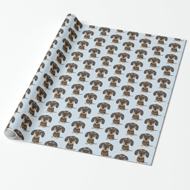 Papier Cadeau Dachshund À poils durs| Teckel Chien mignon (Déroulé)