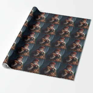 Papier Cadeau Dachshund Avec Noël Festif Du Père Noël
